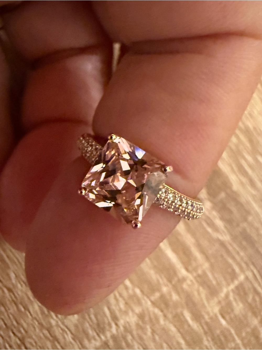 Rose Gold Morganite-Cut Engagement Ring with Pavé Band